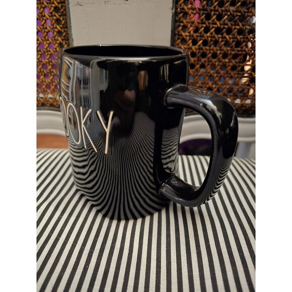NWT Rae Dunn Spooky Halloween Mug Black White Writing 2021 - Picture 9 of 10